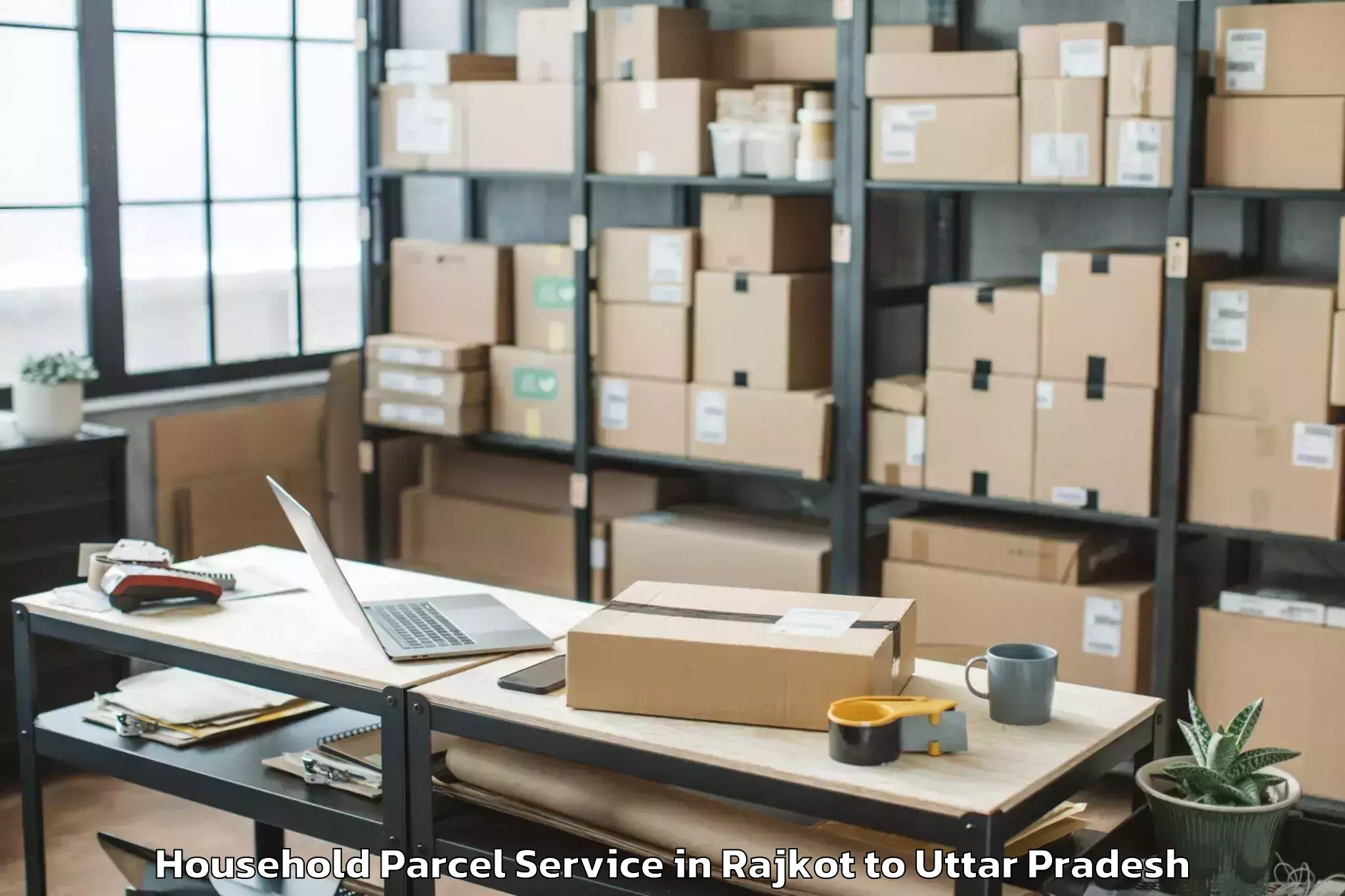 Book Rajkot to Karwi Household Parcel Online